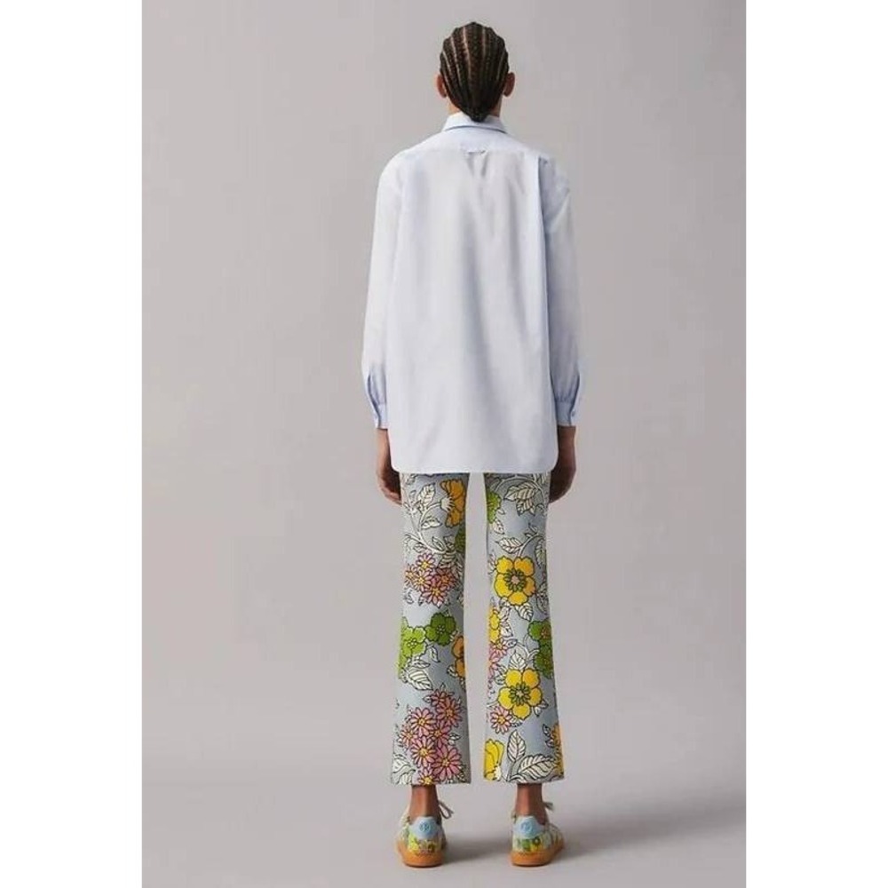 Tory Burch Button-Up Shirt Womens Size L Blue NWT Owl Embroidery Long Sleeve - Picture 3 of 12